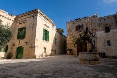 Mdina parke taşlı ortaçağ caddeleri Malta. Akdeniz tarihi, turistik kenti