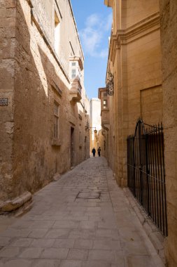 Mdina parke taşlı ortaçağ caddeleri Malta. Akdeniz tarihi, turistik kenti