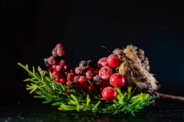 Decoración Navidad Con Conos Pino — Foto de Stock