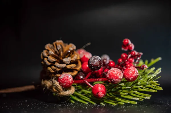 Decoración Navidad Con Conos Pino — Foto de Stock