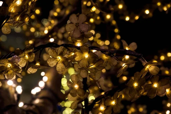 Golden Christmas Background Garlands — Stock Photo, Image