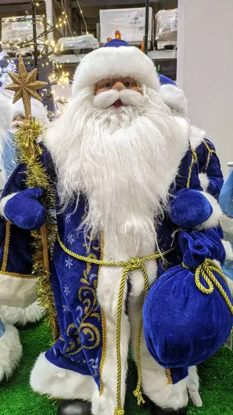 サンタクロースの青い毛皮のコート — ストック写真