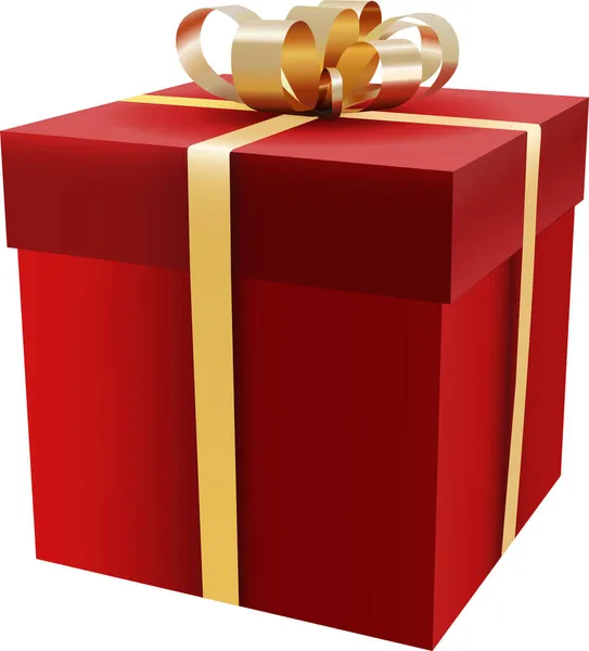 Kırmızı Noel hediye kutusunda kurdele var.