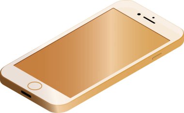 Altın renkte izometrik akıllı telefon