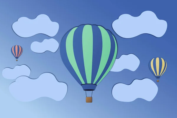 Μπαλόνια θερμού αέρα στον γαλάζιο ουρανό — Διανυσματικό Αρχείο