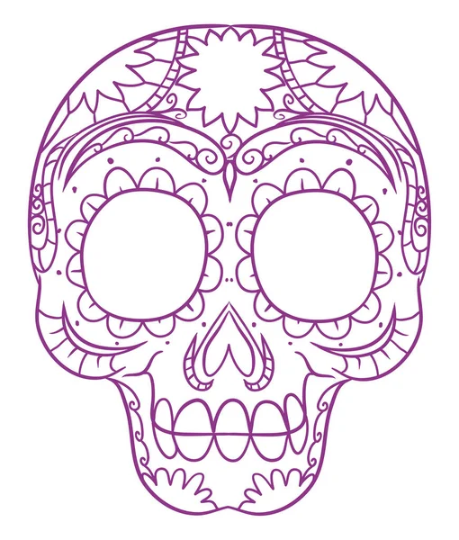 Diseño Púrpura Tradicional Calavera Mexicana Para Celebración Del Día Los — Vector de stock