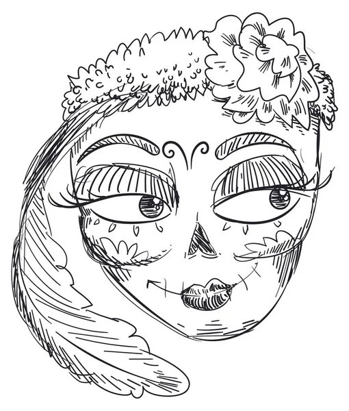 Mooi Met Hand Getekend Ontwerp Van Een Elegante Catrina Een — Stockvector