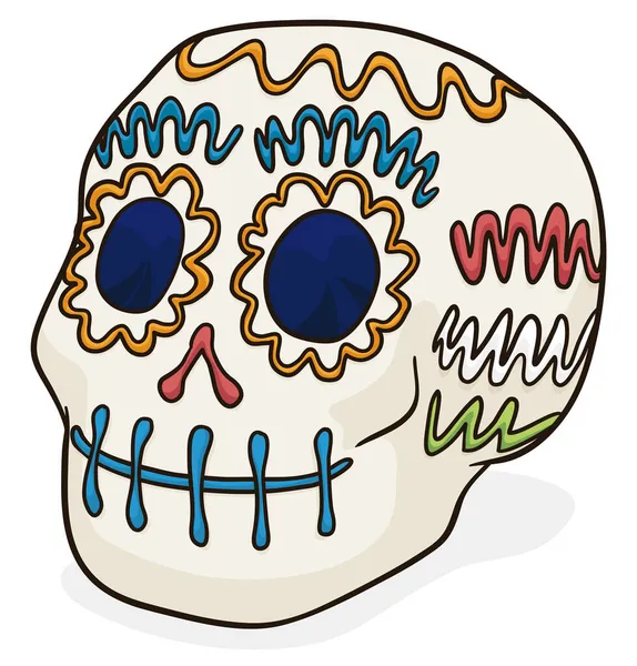 Delicious Mexican Skull Candy Traditional Colorful Decorations Celebrate Day Dead — Stock Vector