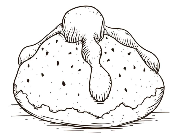 墨西哥美味的死面包 潘德穆拉 手绘风格 — 图库矢量图片
