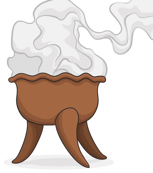 Incensario Tradicional Cerámica Copal Con Tres Patas Quemando Incienso Estilo — Vector de stock