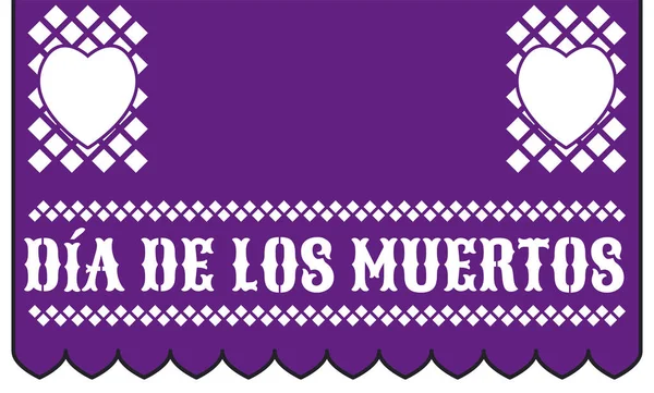Megemlékező Lila Szövet Perforált Papír Szívvel Mexikói Dia Muertos Jelentése — Stock Vector