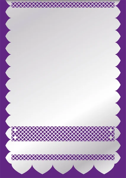 Шаблон Белым Вертикальным Papel Picado Перфорированные Бумаги Фиолетовом Фоне Мексиканского — стоковый вектор