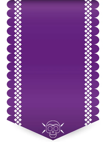 Purple Vertical Perforated Paper Papel Picado Черепом Честь Дня Мертвих — стоковий вектор