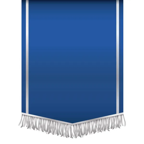 Modello Pennant Blu Colore Blu Con Nastri Frange Argento Isolato — Vettoriale Stock