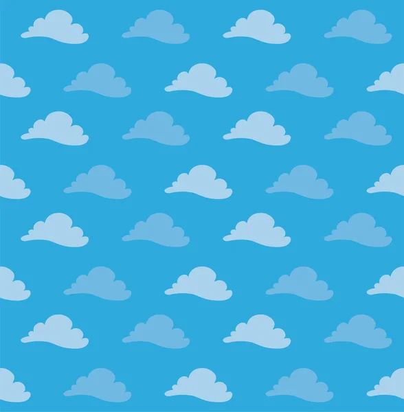 漫画雲とモノクロームブルーの背景とフラットスタイルのパターンデザイン — ストックベクタ