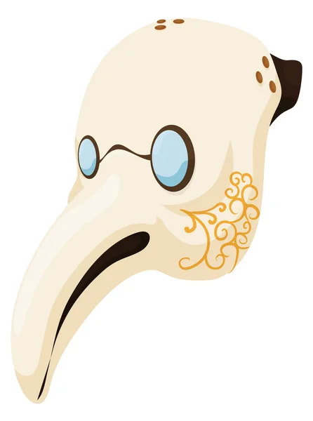 Masque Traditionnel Docteur Peste Avec Motif Doré Délicat Lunettes Bec — Image vectorielle