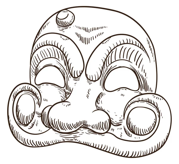 Geleneksel Arlecchino Maske Tasarımı Çizimi Tarzında Geleneksel Tümsek Şeytan Boynuzu — Stok Vektör