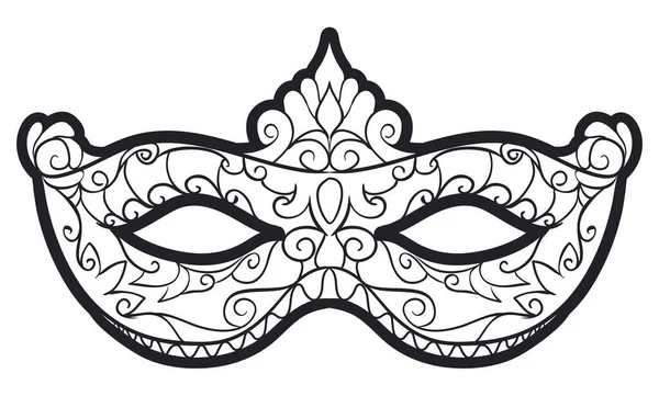 Decorated Colombina Half Mask Carnival Venice Design Outline Style Color — Stock Vector