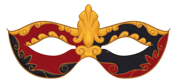 Venezianische Columbina Halbmaske Mit Wunderschöner Dekoration Schwarz Rot Und Goldenen — Stockvektor