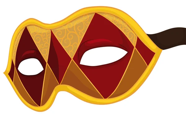 Kolombina Maskeli Bir Harlequin Tasarımı Kırmızı Eşkenar Dörtgen Ile Süslenmiş — Stok Vektör