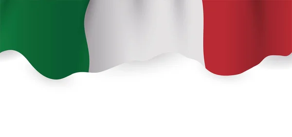 Waving Italian Tricolor Flag Top Corner Isolated White Background — Stock Vector