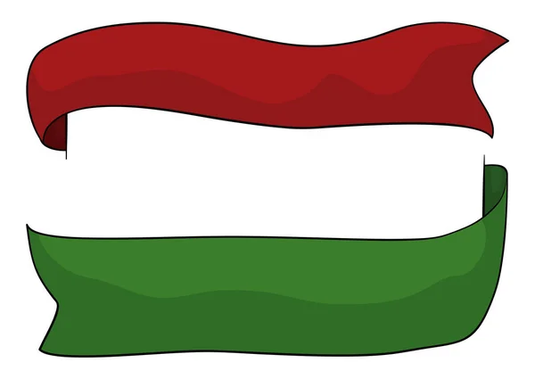 赤と緑の色で丸みを帯びた空のリボンテンプレート 白を背景にした漫画風のデザイン — ストックベクタ