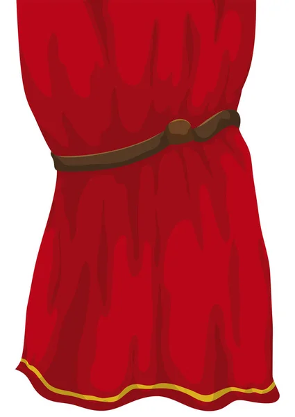 Элегантный Красный Занавес Завязанный Кожаным Ремнем Украшенный Золотой Лентой Внизу — стоковый вектор