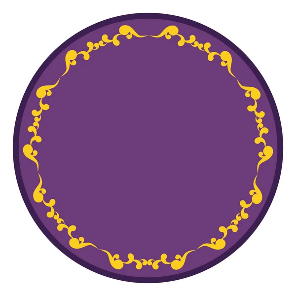 Plantilla Aislada Con Botón Redondo Púrpura Con Elegante Decoración Marco — Vector de stock