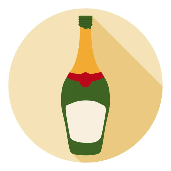 Bouton Rond Avec Bouteille Champagne Non Bouchée Design Dans Style — Image vectorielle