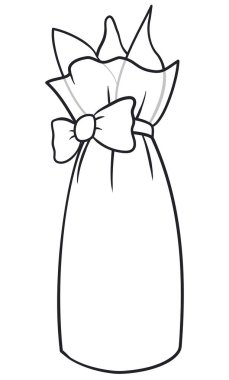 İnce ve uzun keseli bir hediye tasarımı. Dar bir papyonla mühürlenmiş, boyamaya hazır..