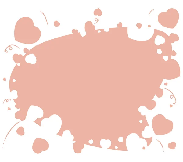 Ροζ Σήμα Διακοσμημένο Μικροσκοπικές Καρδιές Εορταστικά Κομφετί Και Σερπαντίνες Σιλουέτες — Διανυσματικό Αρχείο