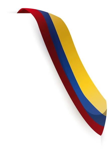Colombian Flag Ribbon Gradient Effect Decorate Corner Isolated White Background — Vector de stock