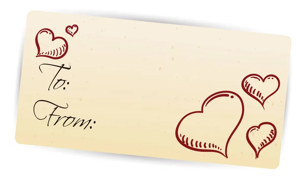 Gedenk Geschenkkartenvorlage Rollenpapier Mit Herzdekorationen Handgezeichnetem Stil — Stockvektor