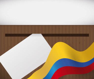 Karton oy sandığıyla en iyi manzara, Kolombiya bayrağı sallama ve seçim sezonunda oy kullanma.