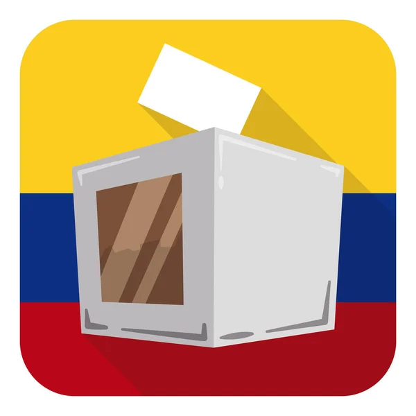 Pin Patriótico Forma Cuadrada Con Bandera Tricolor Colombia Urna Electoral — Archivo Imágenes Vectoriales