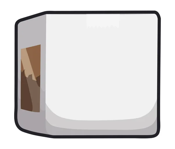 Vista Caixa Cédula Papelão Branco Com Janela Transparente Lado Design — Vetor de Stock