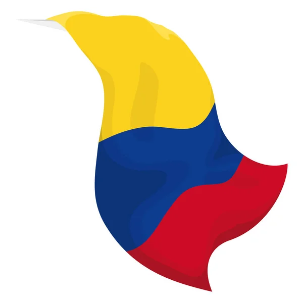 Waving Colombian Tricolor Flag Hanging Top Yellow Stripe Design Cartoon — Vector de stock