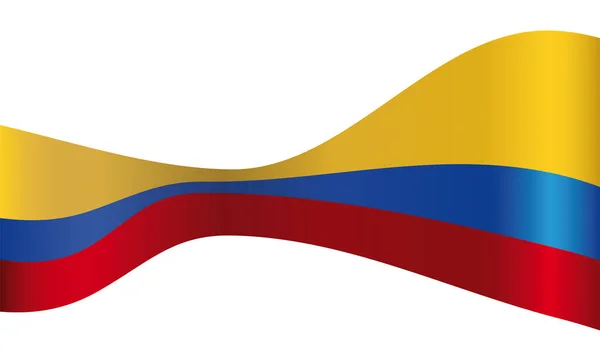Patriotyczna Kolumbijska Flaga Różnej Wielkości Względu Machanie Wąska Przestrzeń Centrum — Wektor stockowy