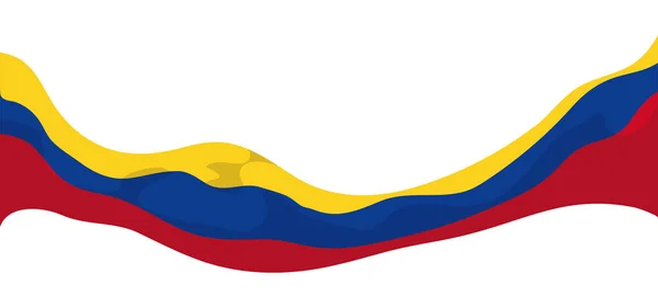Baner Długą Machającą Kolumbijską Flagą Stylu Kreskówki Odizolowany Białym Tle — Wektor stockowy