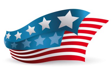 Amerikan tasarımı kırmızı ve mavi kurdeleli, çizgili ve yıldızlı, soyut ABD bayrağı gibi..