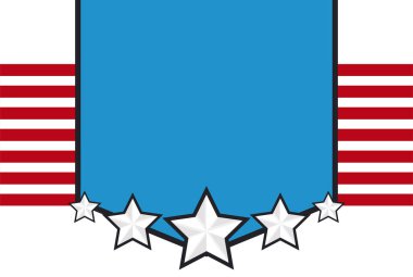 Ulusal bayrağa benzeyen Amerikan şablonu: yıldızlar, mavi kurdele, kırmızı ve beyaz çizgiler.