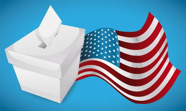 Waving Flag Close Ballot Box Vote Entering — Stock Vector