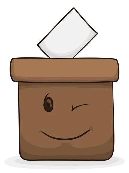 Cardboard Ballot Box Winking You Vote Entering Inviting Participate Elections — ストックベクタ