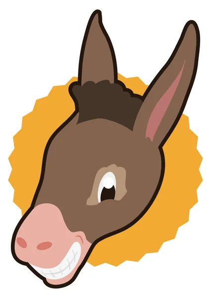 Yellow Button Funny Mischievous Donkey Face — 스톡 벡터