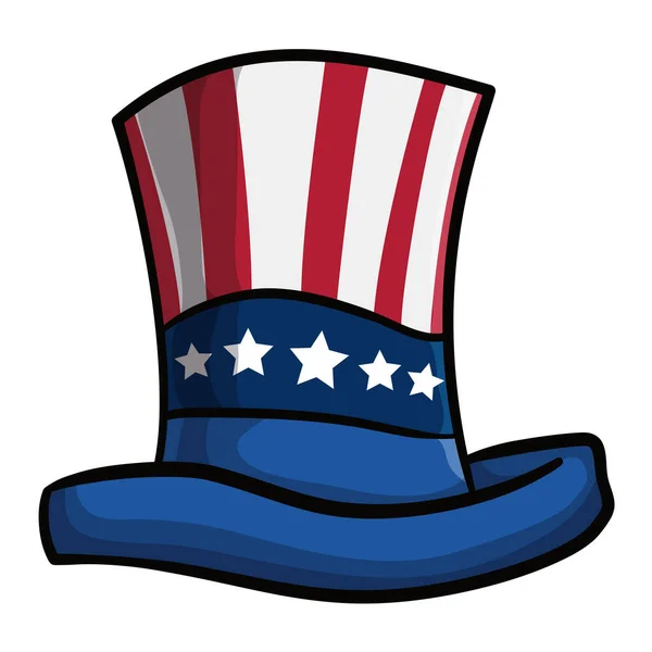 Characteristic Iconic American Top Hat Patriotic Stripes Stars Cartoon Style — Stok Vektör