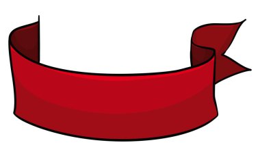 Sağ taraftan boşluğun çıktığı pembe kurdele manzarası var. Beyaz arkaplan üzerinde çizgi film tarzı tasarım.