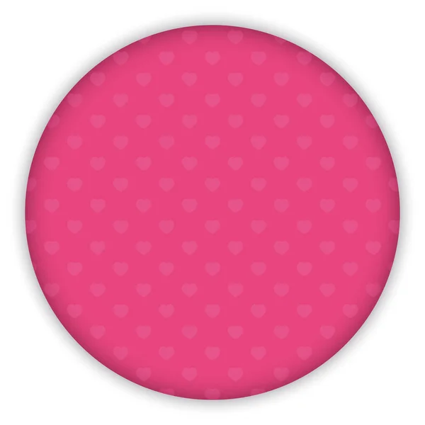 Прекрасний Шаблон Рожевою Круглою Кнопкою Крихітним Візерунком Серця Всередині Нього — стоковий вектор