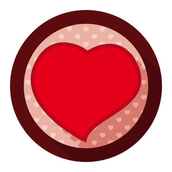 Кругла Кнопка Жирним Контуром Гігантським Серцем Всередині Також Візерунком Серця — стоковий вектор