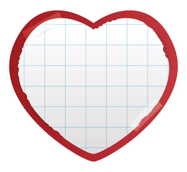 Καρδιά Σχήμα Πλαίσιο Τετράγωνο Σημειωματάριο Χαρτί Κοπής Μέσα Αυτό Επικολλημένο — Διανυσματικό Αρχείο