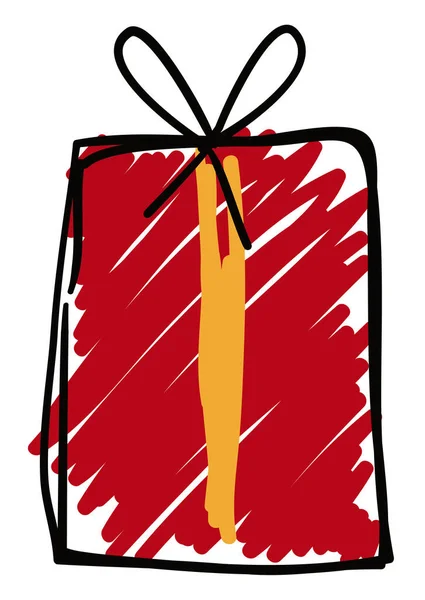 Geschenkkarton Doodle Stil Farbig Mit Rotem Und Gelbem Filzstift — Stockvektor